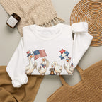 Patriotic Geese Crewneck Sweatshirt | American Flag Ducks & Stars Fourth of July Tee