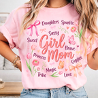 Girl Mom T-Shirt | Floral Pink Mama Tee for Moms