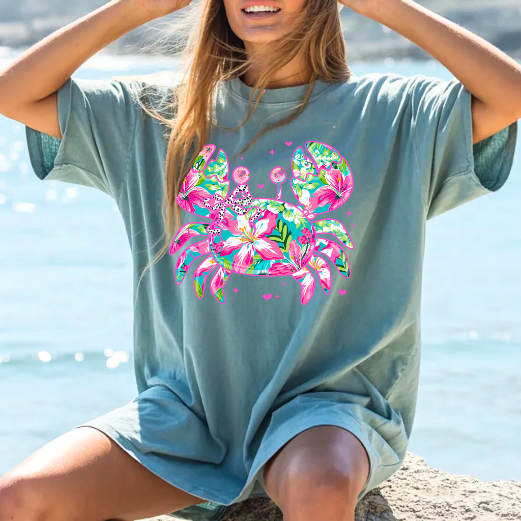 Pink Coastal Crab Graphic Tee