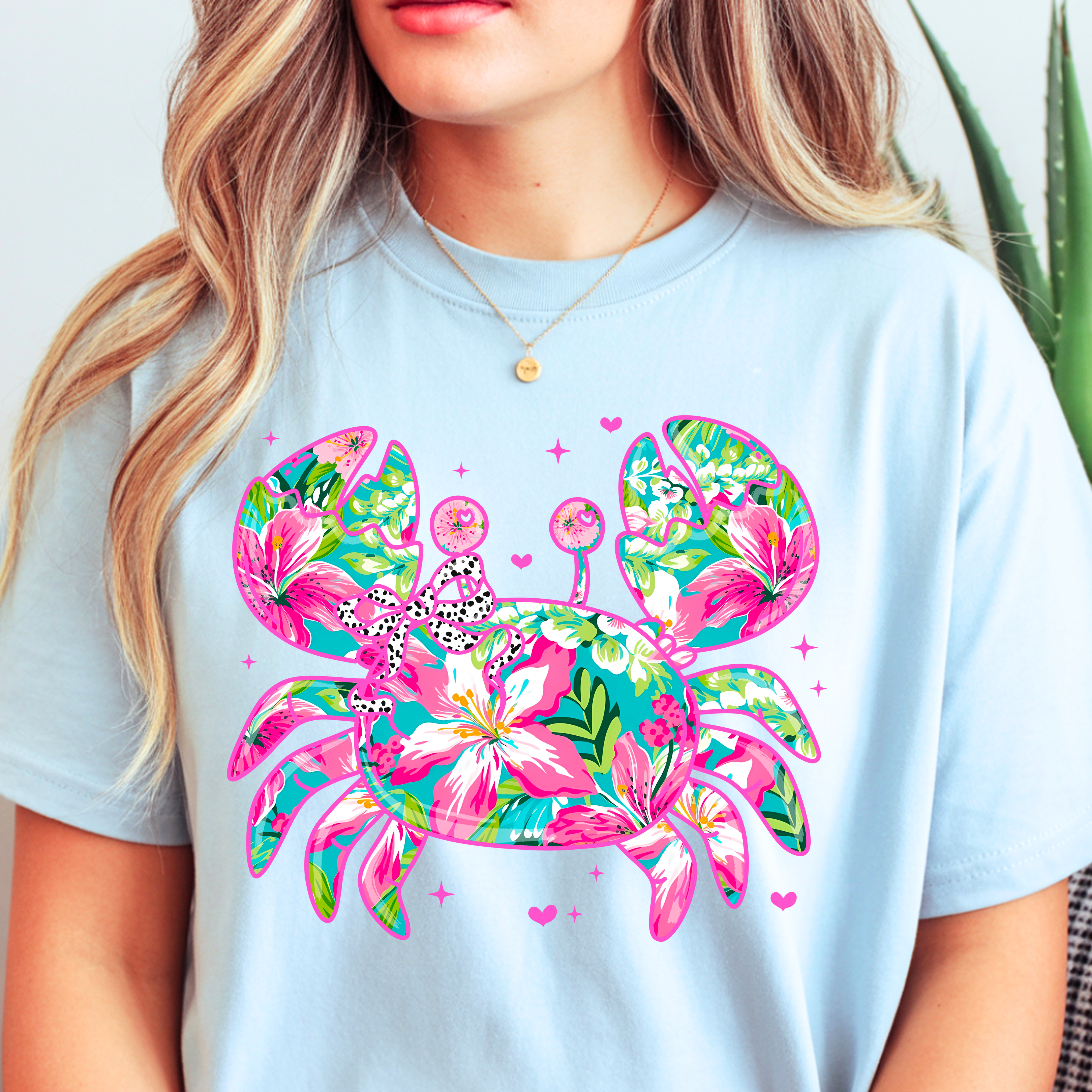 Pink Coastal Crab Graphic Tee