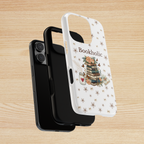 Bookaholic Aesthetic Tough iPhone Case – Cute Book Lover Phone Case for Readers. Available in (Glossy & Matte) Iphone 14 15 16 17 Pro, Pro Max, Air, Plus