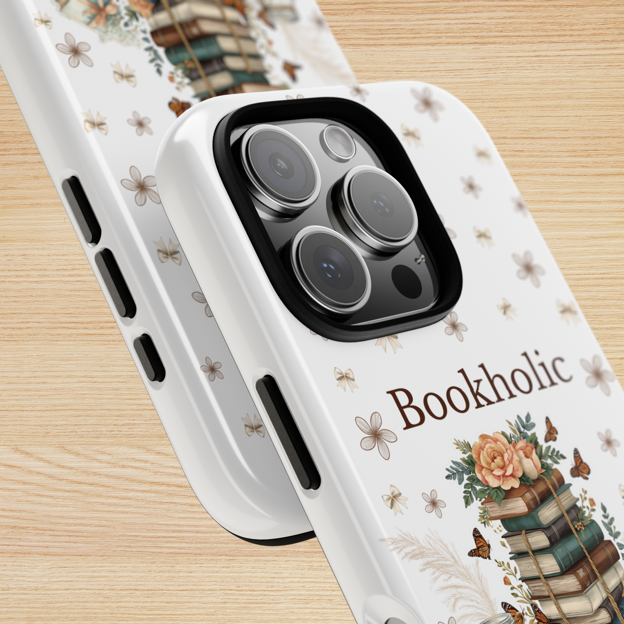 Bookaholic Aesthetic Tough iPhone Case – Cute Book Lover Phone Case for Readers. Available in (Glossy & Matte) Iphone 14 15 16 17 Pro, Pro Max, Air, Plus