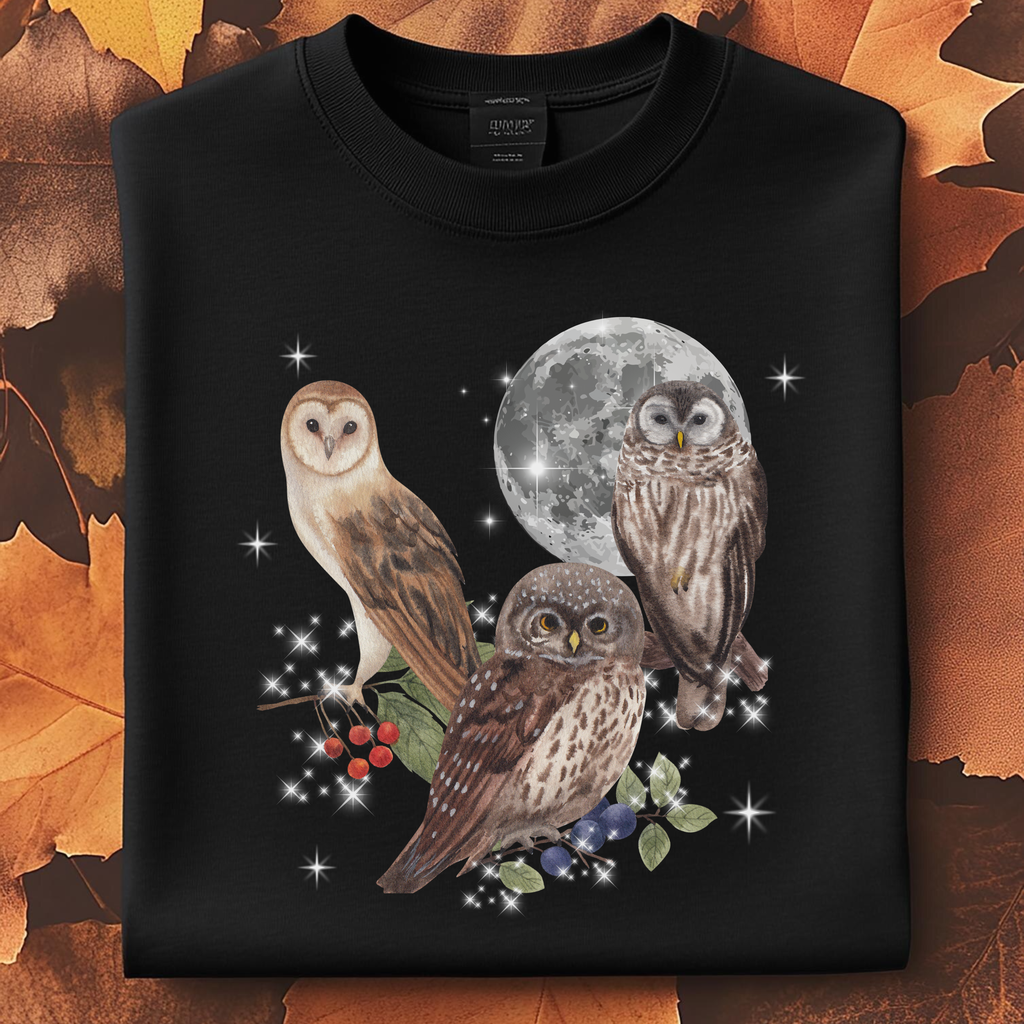 Moonlit Owl Graphic Tee | Nature Lover Shirt