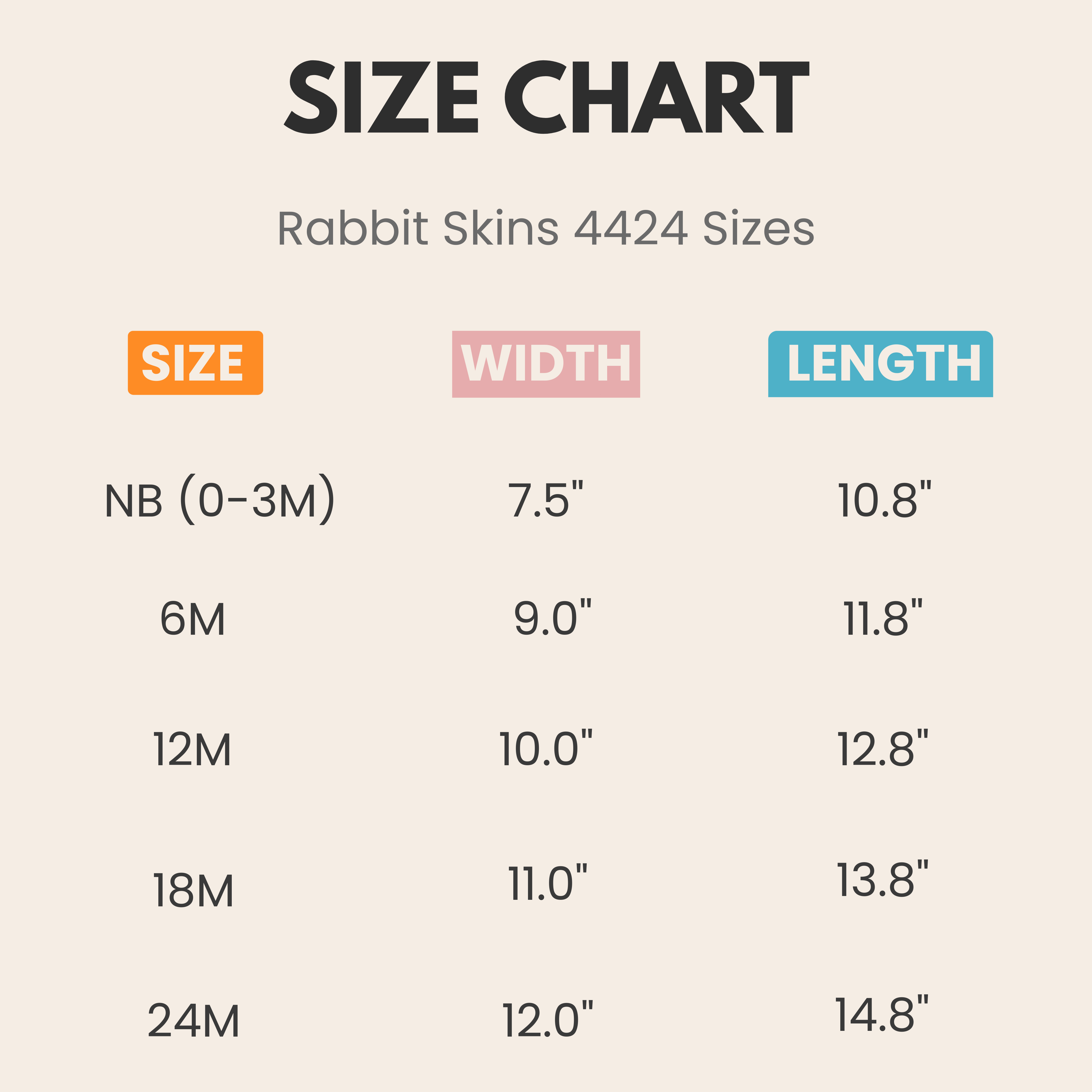 Baby onesie size chart newborn NB 6M 12M 18M 24M measurements