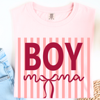 Folded Blossom Boy Mama graphic t-shirt flat lay product image