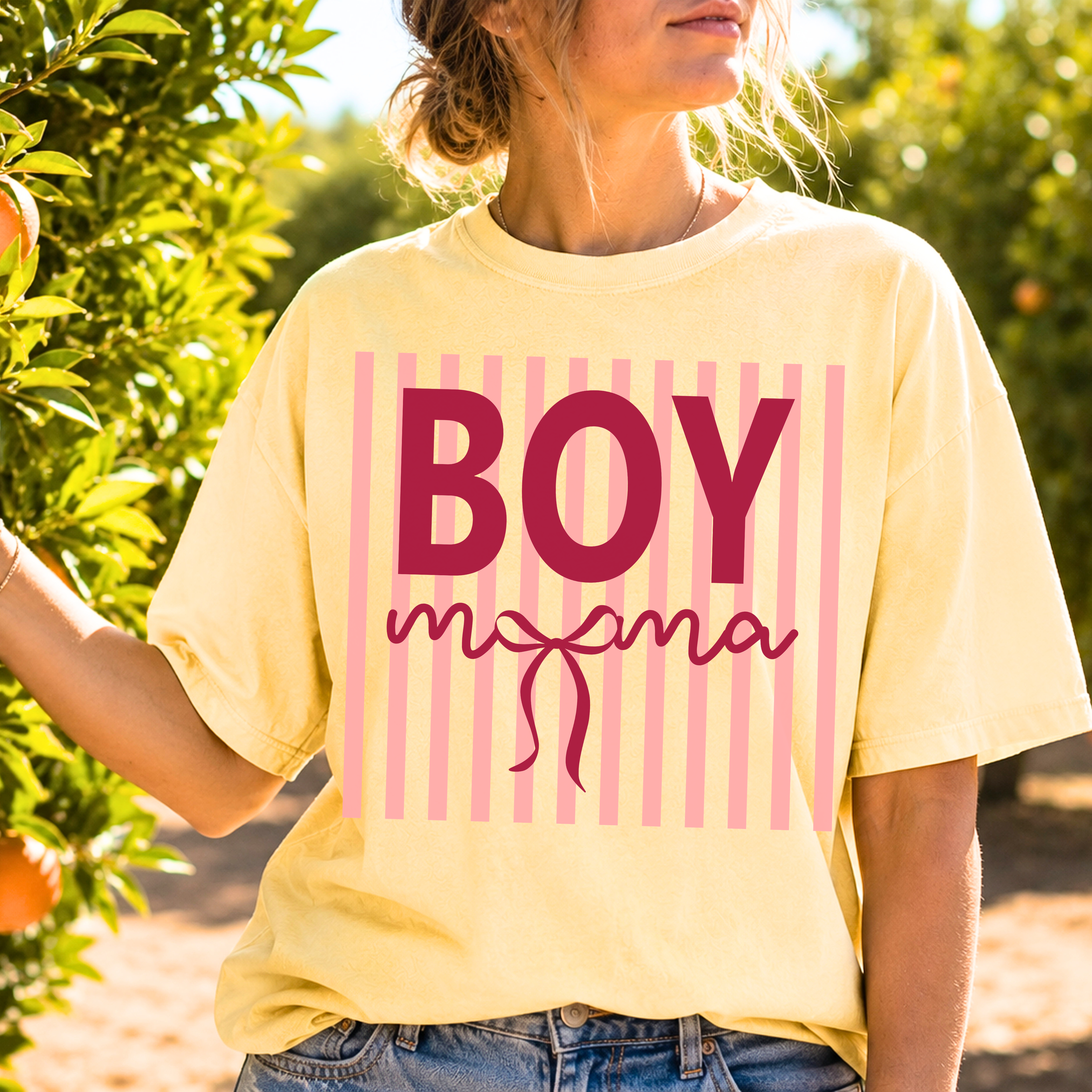 Butter yellow Boy Mama graphic t-shirt motherhood apparel
