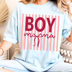 Chambray blue Boy Mama graphic t-shirt for moms