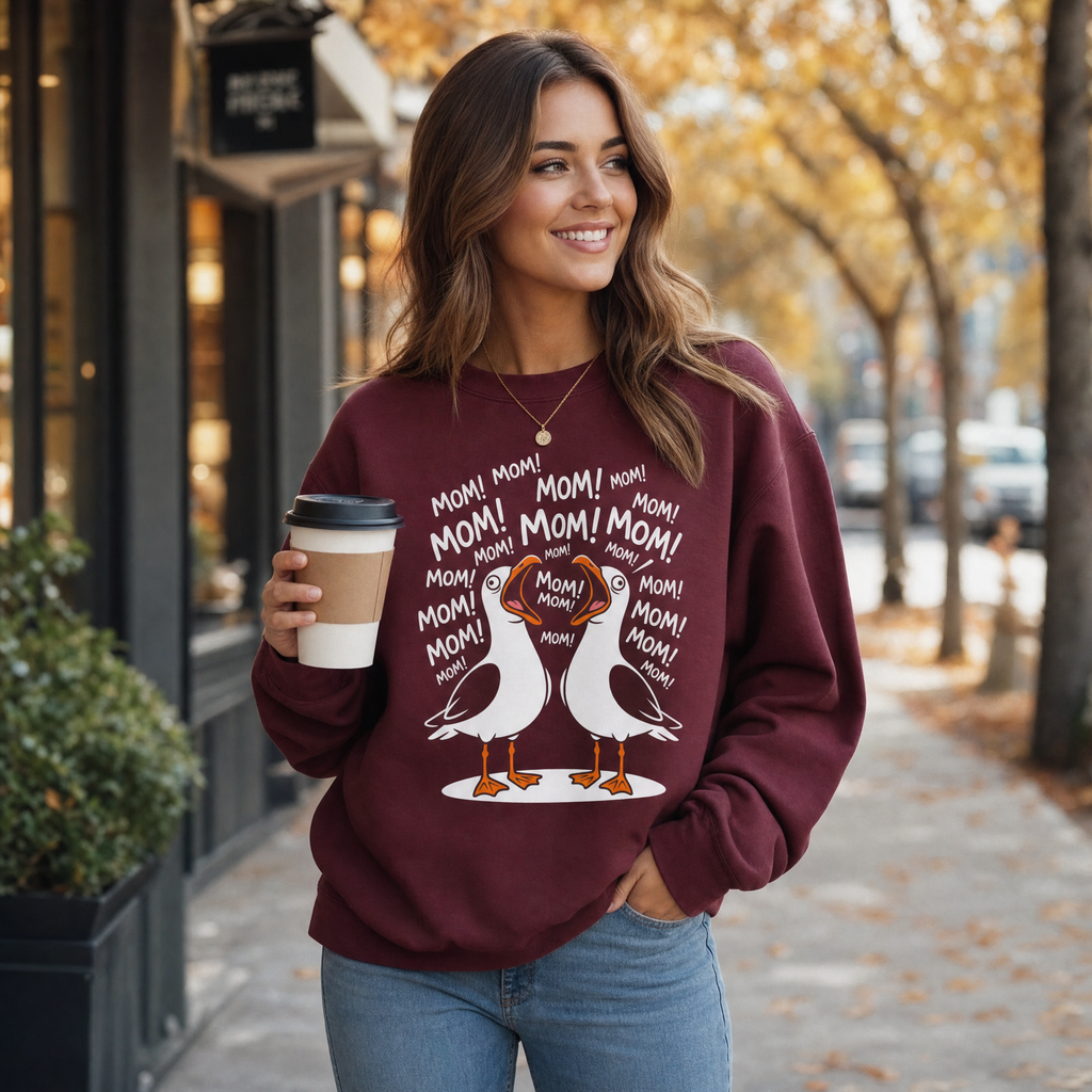 Mom! Mom! Seagull Crewneck – Funny Motherhood Sweatshirt