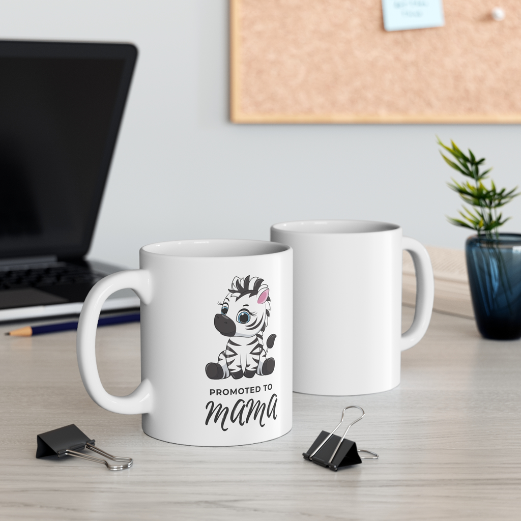 Cute mama coffee cup 11oz ceramic mug, baby shower gift for expecting mom, dishwasher and microwave safe