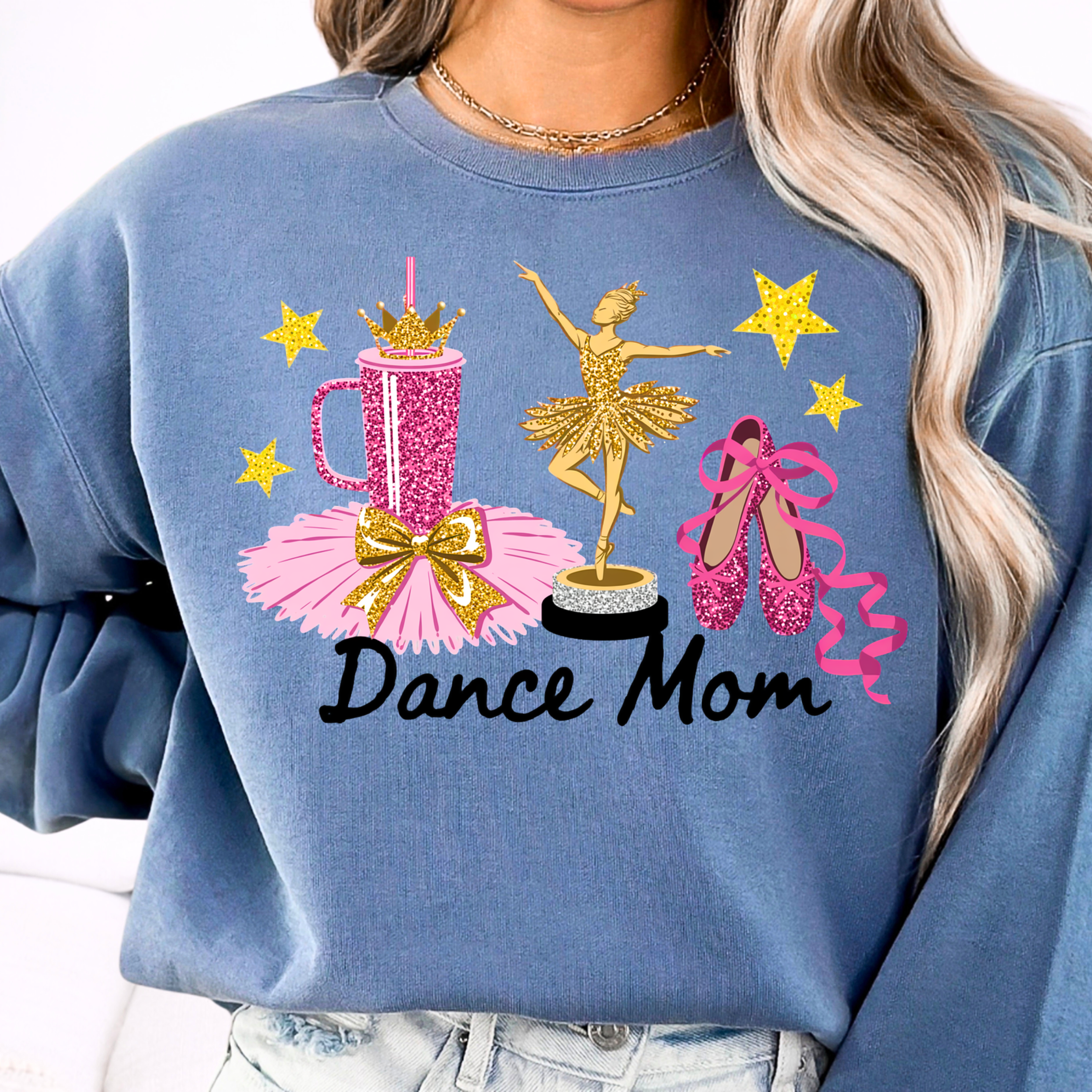 Blue jean dance mom sweatshirt relaxed fit ballet themed cozy everyday mom wear