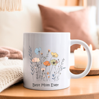 Double sided mom mug floral Best Mom Ever and nutrition facts design
