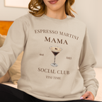 Espresso Martini Mama Social Club sand sweatshirt styled casually