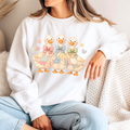 Faux patchwork duck sweatshirt with pastel coquette bows cottagecore aesthetic cute animal mom gift cozy crewneck