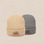 Embroidered “Future Bookish Mama” beanie available in beige and dark grey color options