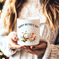 Happy Mother’s Day bee mug with flowers gift for mom cozy aesthetic