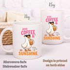 Iced coffee mug size chart showing 11 ounce and 15 ounce ceramic mug options