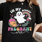 Ghost pregnancy reveal shirt for Halloween in black color