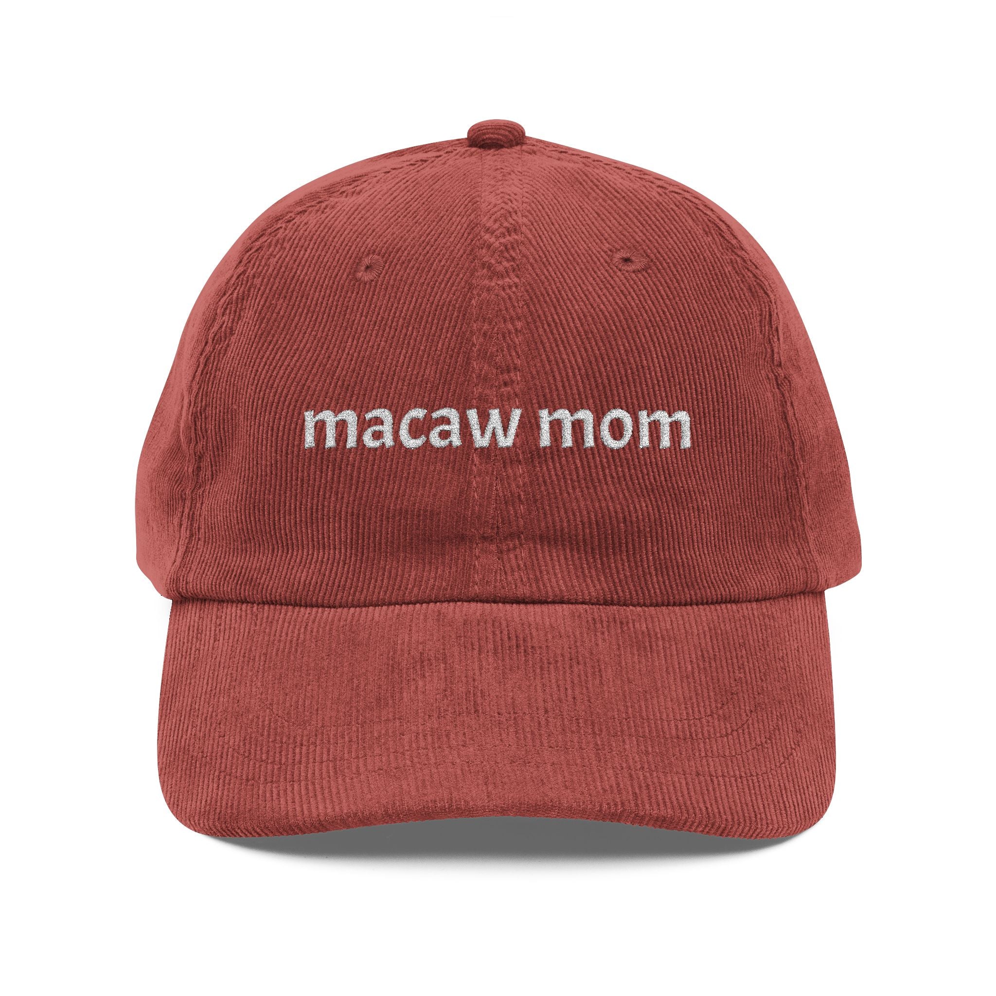 Macaw mom embroidered burgundy cap for bird lovers, parrot mom baseball hat aesthetic casual style