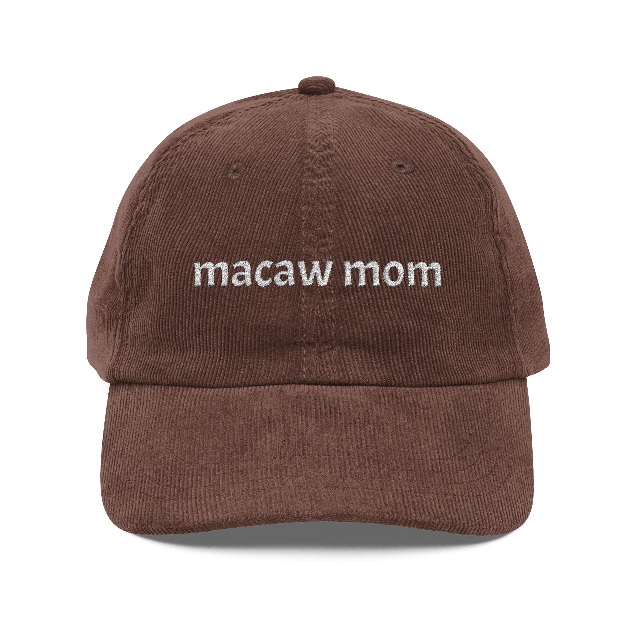 Macaw mom embroidered dark brown cap for bird lovers, parrot mom hat cozy casual aesthetic