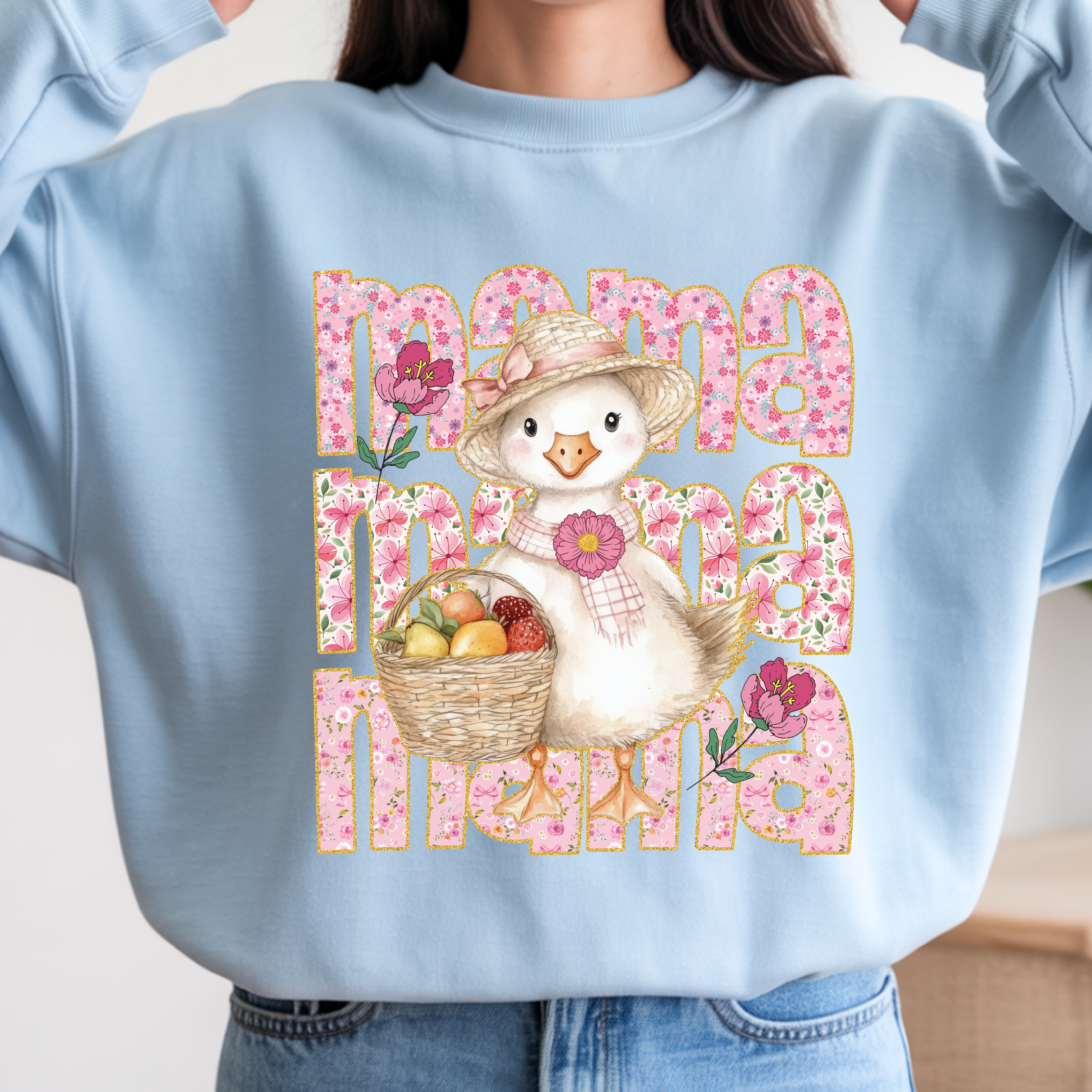 Blue Mama Goose sweatshirt, funny mom sweatshirt, Mother’s Day gift for mom, cute cozy crewneck