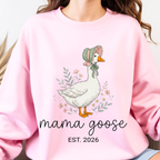 Light pink mama goose sweatshirt cute feminine aesthetic cozy mom gift cottagecore style