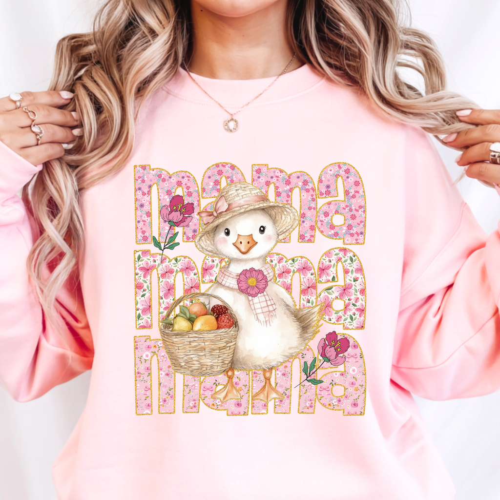 Pink Mama Goose sweatshirt, funny mom crewneck, Mother’s Day gift idea for mom, cute cozy sweatshirt for women
