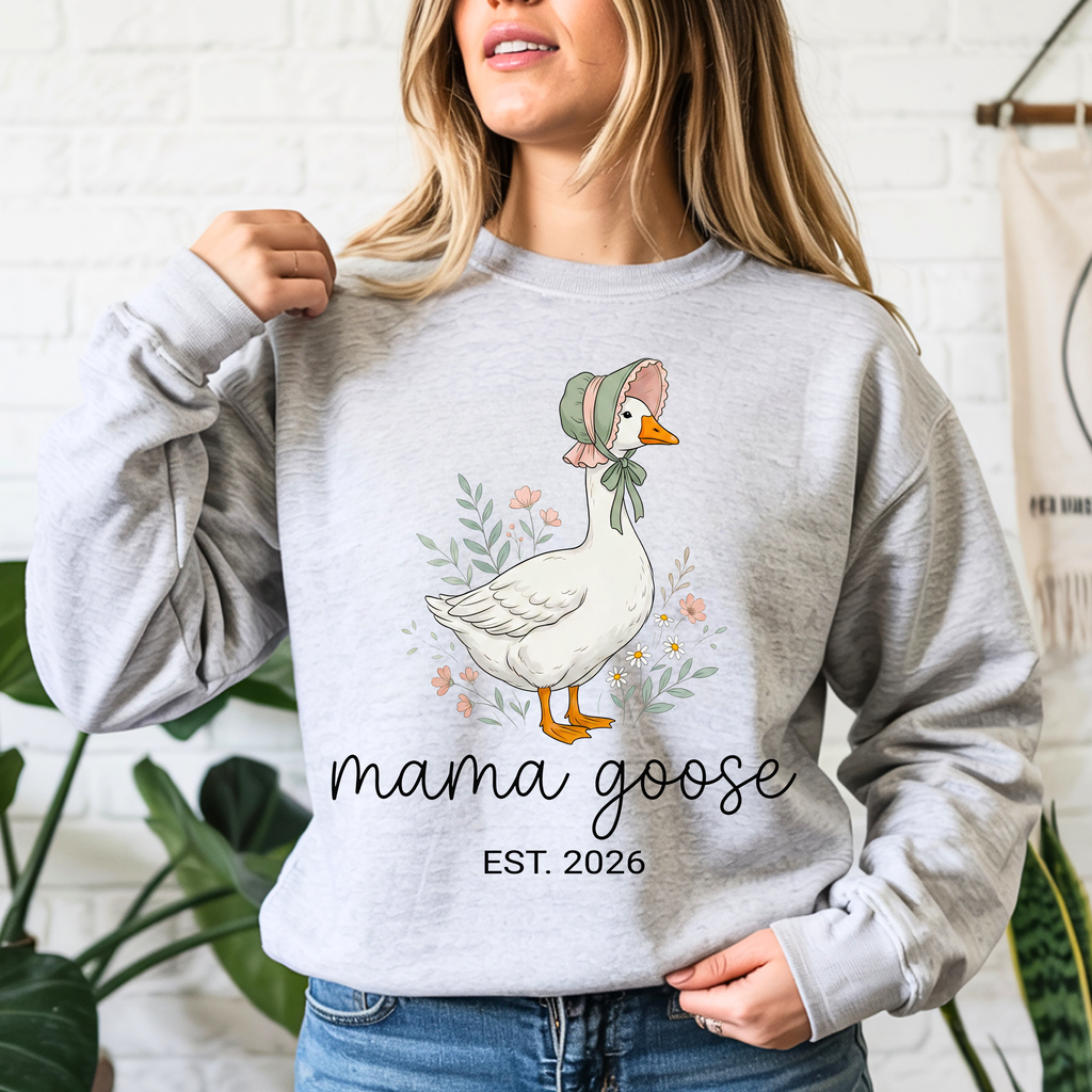 Sports grey mama goose sweatshirt classic cozy mom outfit vintage goose design everyday wear