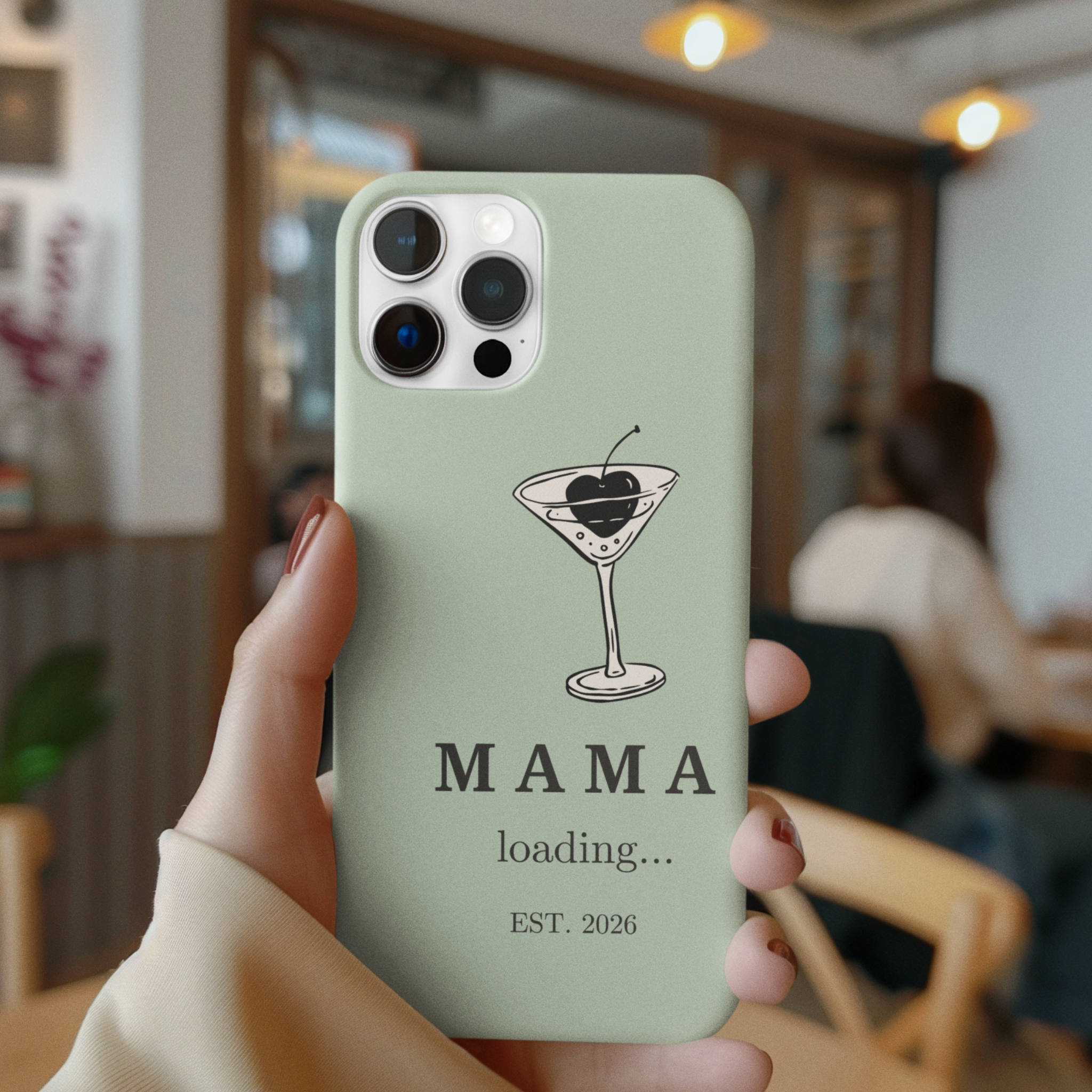 Stylish mama loading est 2026 iPhone case for expecting mom trendy motherhood aesthetic accessory