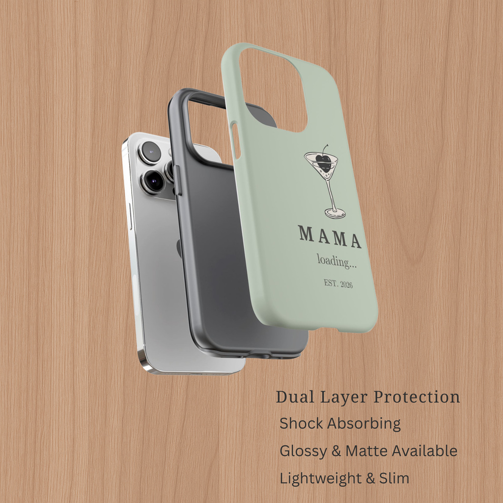 Matte sage green mama loading 2026 iPhone cases aesthetic pregnancy gift for new moms