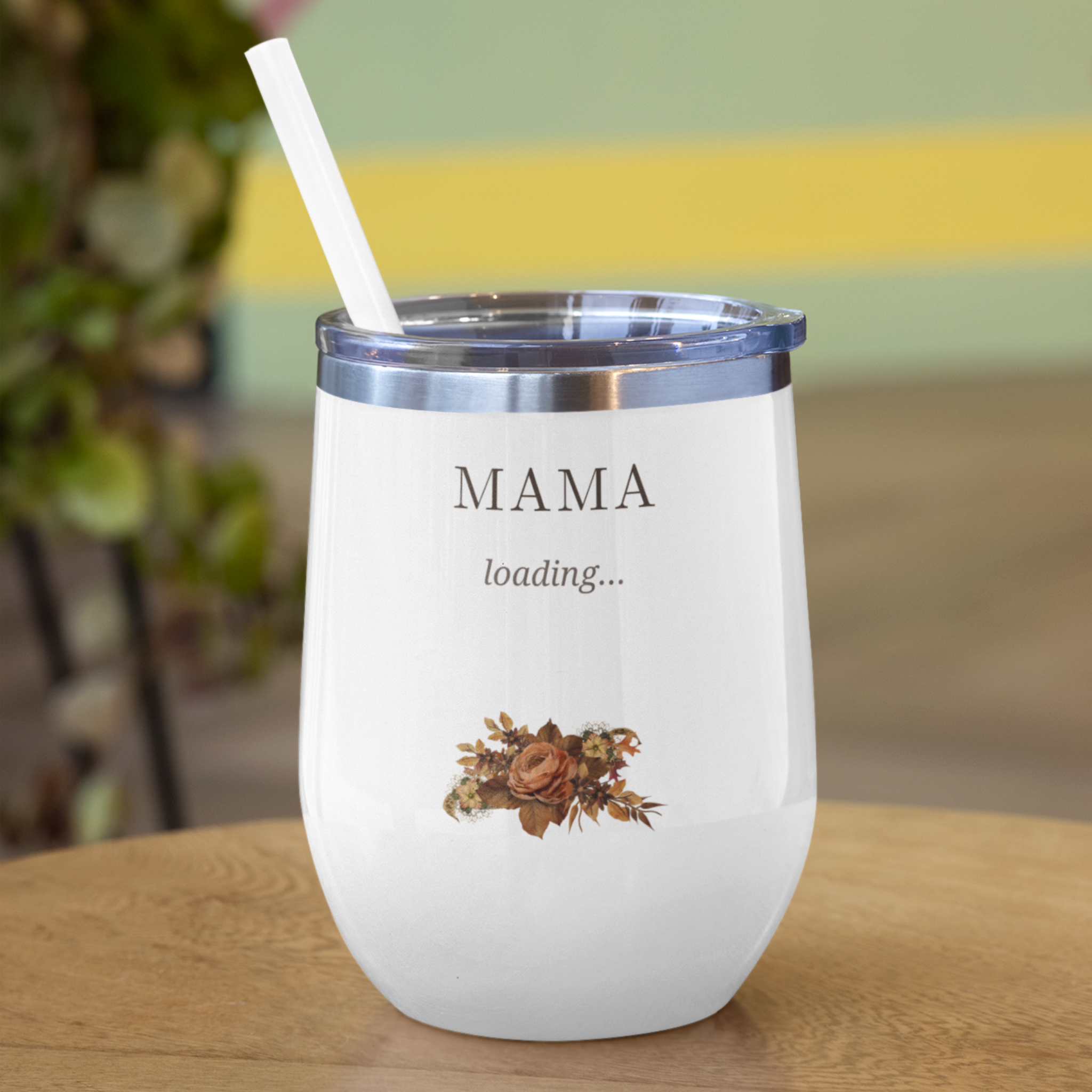 Mama Loading wine tumbler baby shower gift for mom to be floral pregnancy announcement tumbler