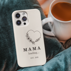Woman holding Mama Loading 2026 phone case, thoughtful pregnancy gift for new mom to be