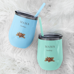 Mama Loading stainless steel wine tumbler available in white light blue and teal colors gift for expecting moms