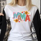 Styled mama t-shirt outfit, casual trendy mom look with floral design