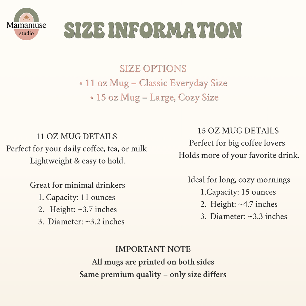 11 oz and 15 oz mug size comparison Mother’s Day coffee mug