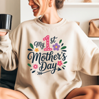 My First Mother’s Day sweatshirt for new mom in sand, cozy mama crewneck gift for first time mom