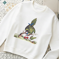 Nature inspired bird sweatshirt with botanical wildlife design, cozy aesthetic crewneck for women casual wear