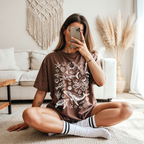 Relaxed fit Ocean Life graphic tee featuring coastal marine animals including whales, dolphins, octopus and sea turtles.