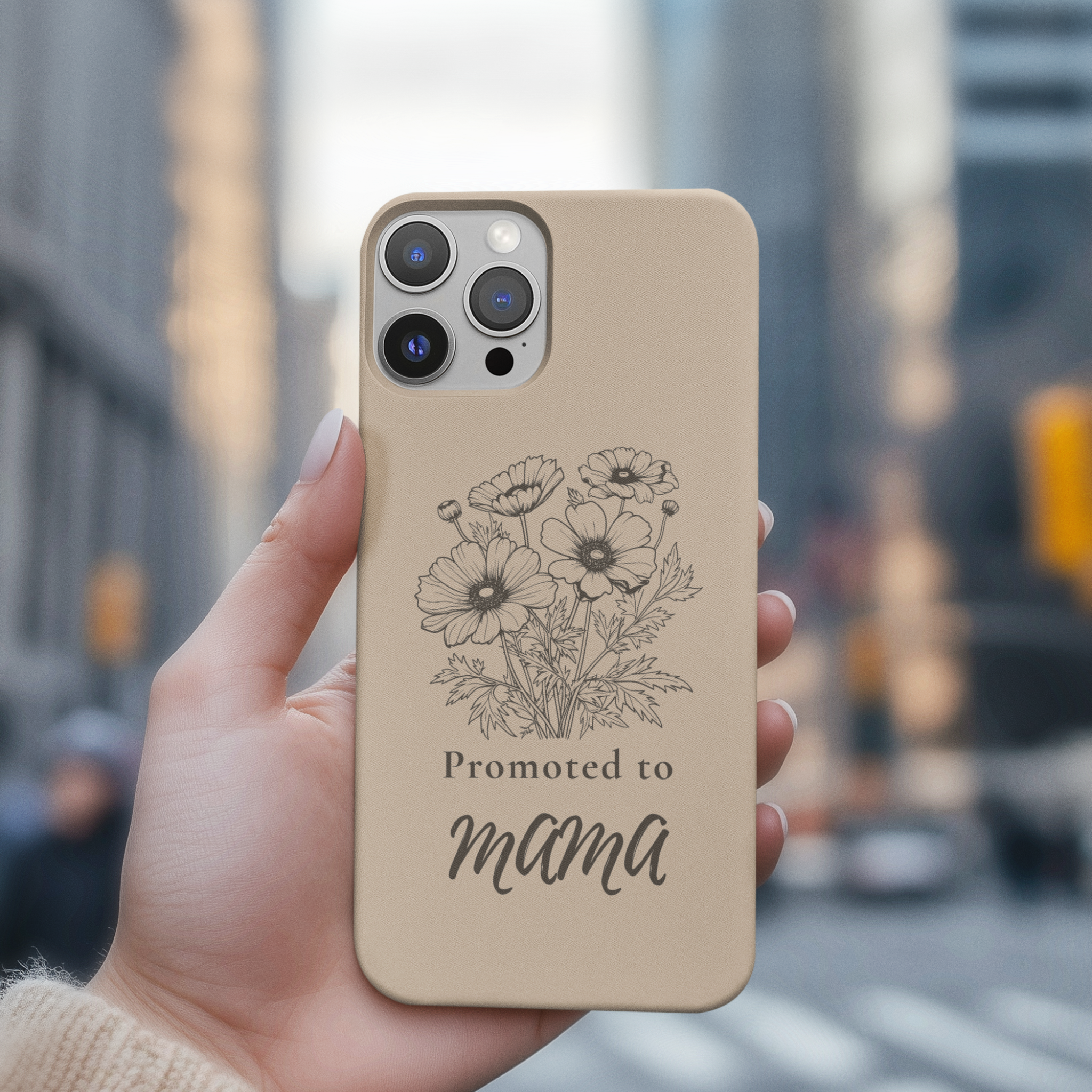 Promoted to Mama phone case for pregnancy announcement, cute floral phone cover gift for expecting mom