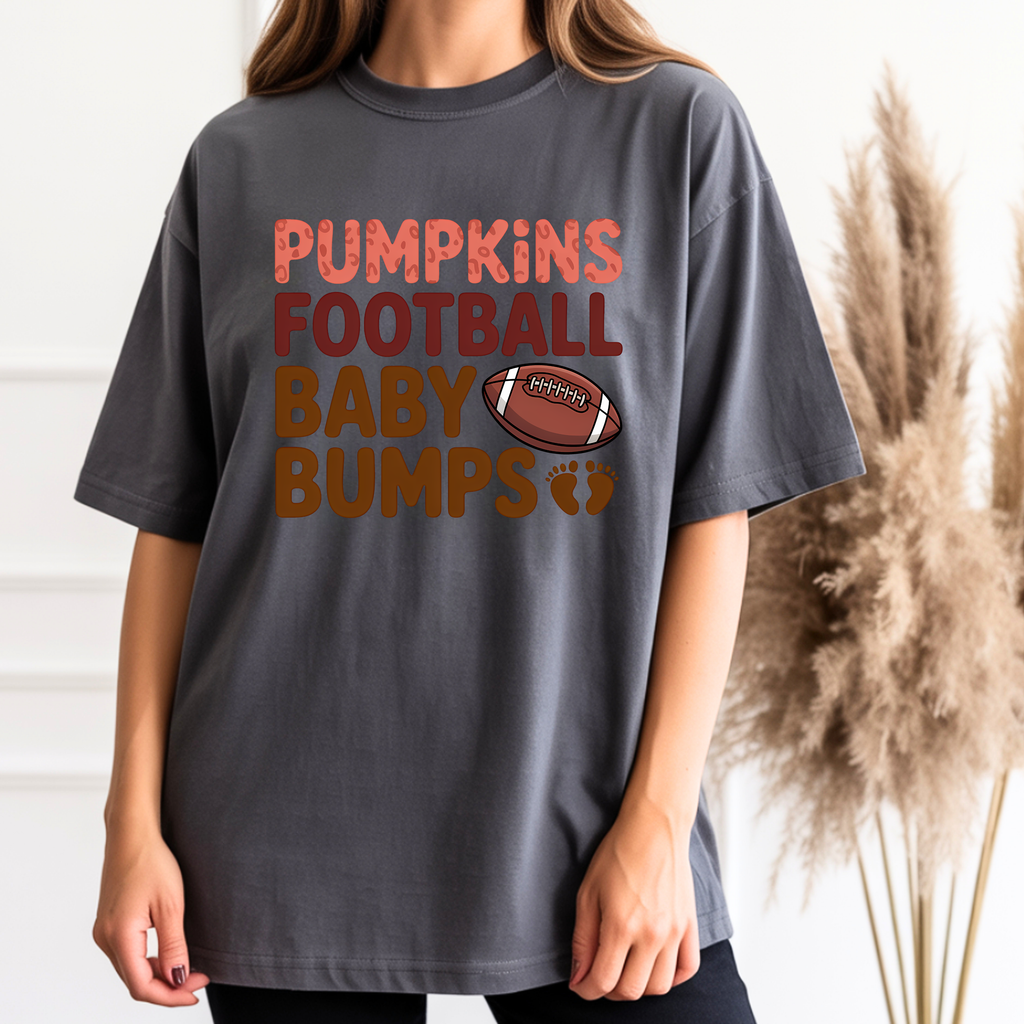 Pumpkins Football Baby Bumps shirt in Pepper color