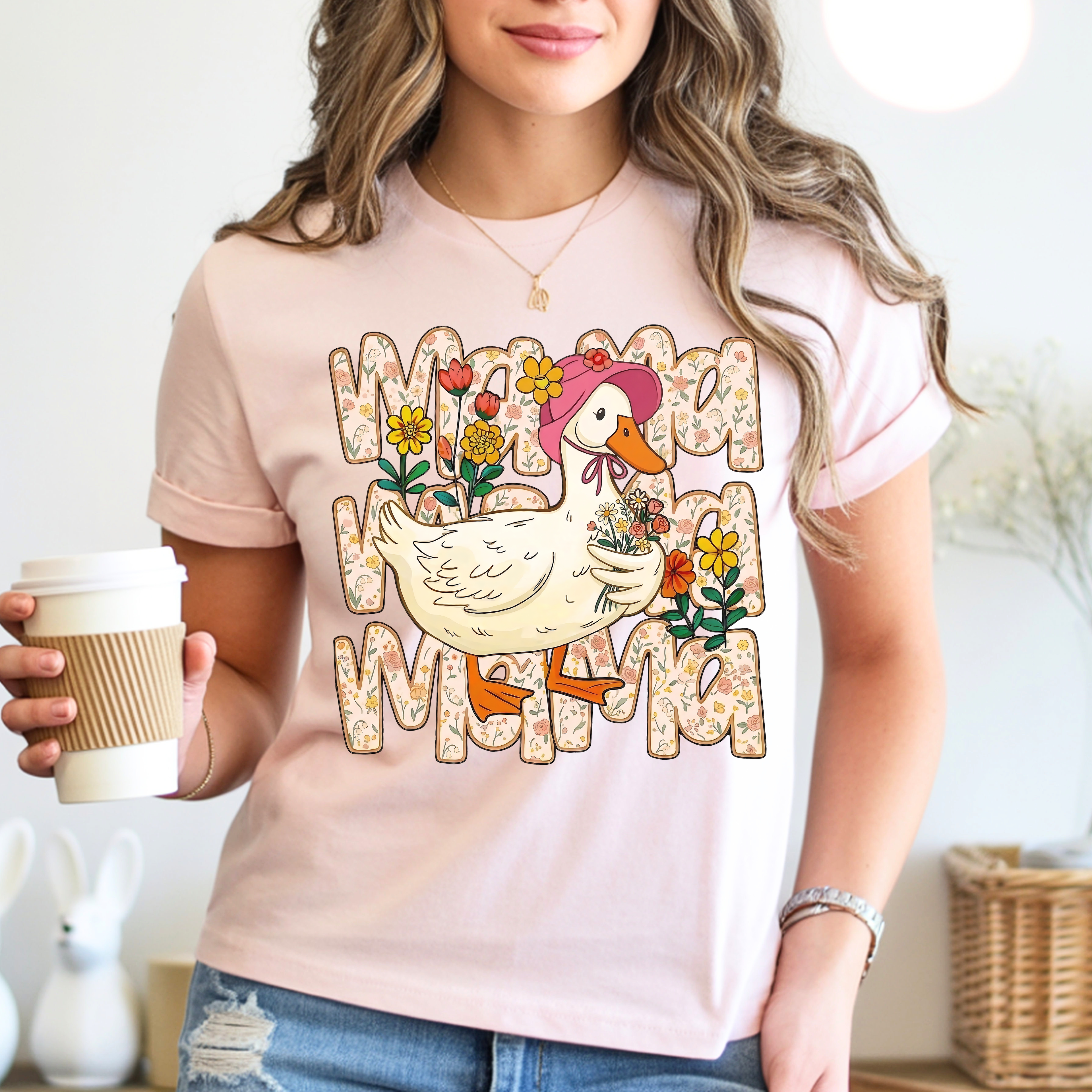 Pink silly goose mama shirt cute funny mom tee Mother’s Day gift floral goose design