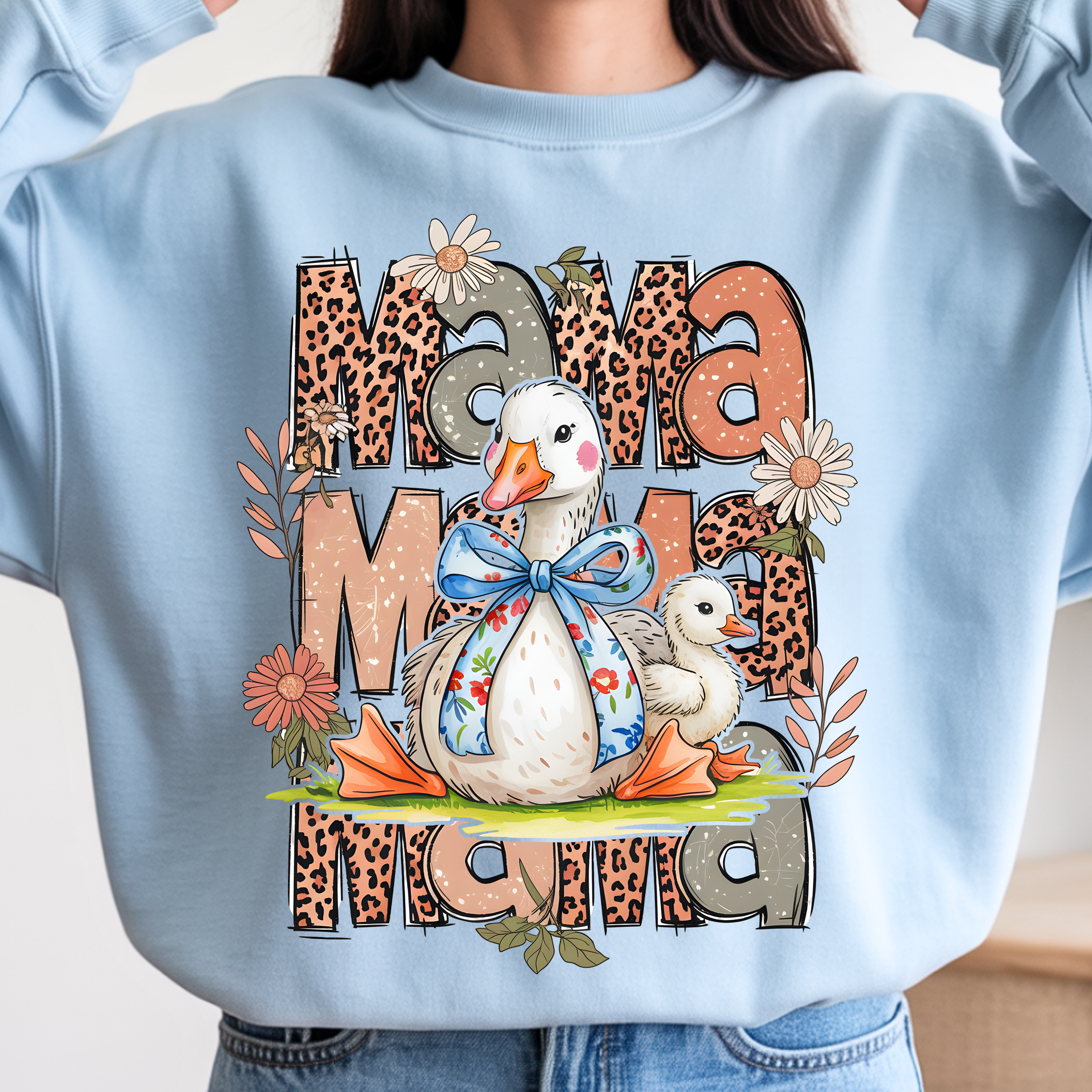 Light blue silly goose mama sweatshirt, funny mom shirt perfect for Mother’s Day gift