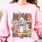 Light pink silly goose mama sweatshirt, cute funny mom shirt with boho leopard print design