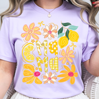 Orchid purple Summer Mama shirt featuring floral and citrus design, trendy graphic tee for moms and summer outfits.