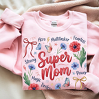 Light pink Super Mom sweatshirt cute mama aesthetic gift