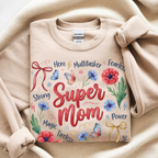 Sand color Super Mom sweatshirt cute mama gift floral crewneck