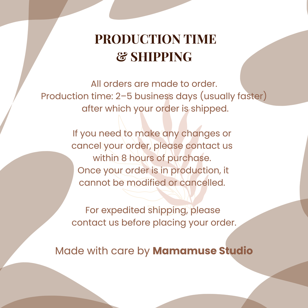 Production time and shipping information for made-to-order tote bag, including delivery timeline and order details