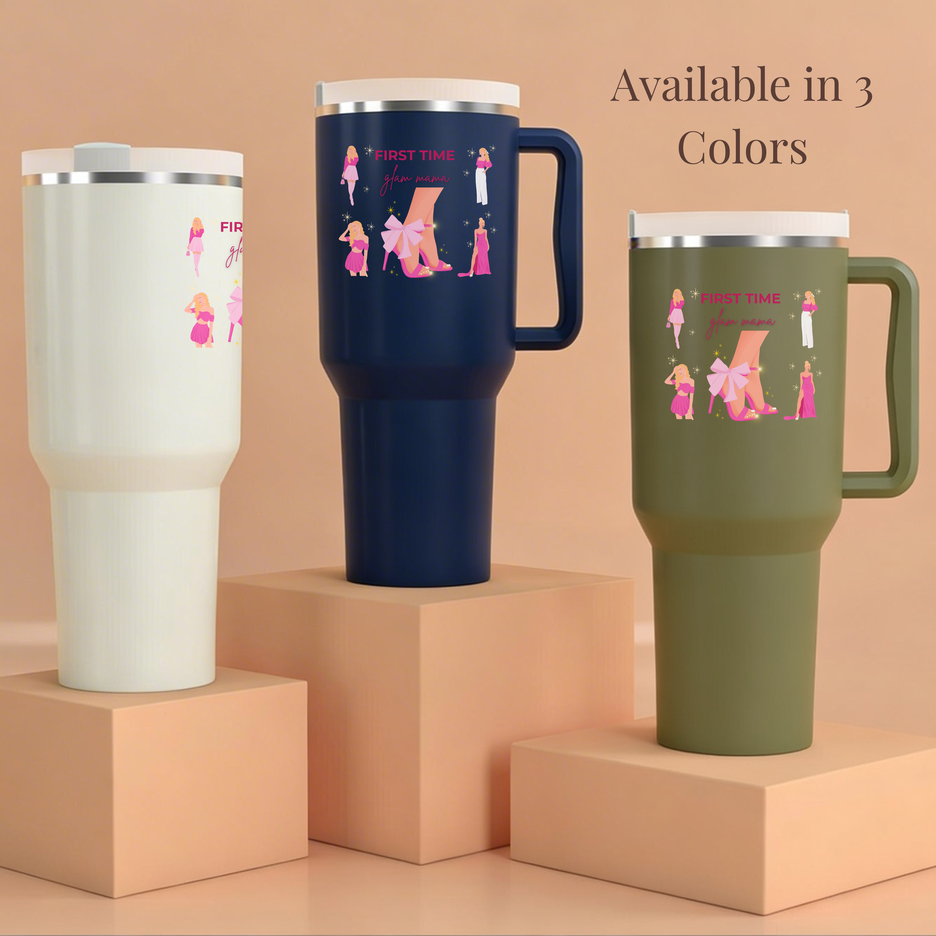 40oz tumbler available in multiple colors, stylish mama gift cup options