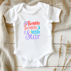 Twinkle Twinkle Little Star baby onesie flat lay white bodysuit cute newborn outfit